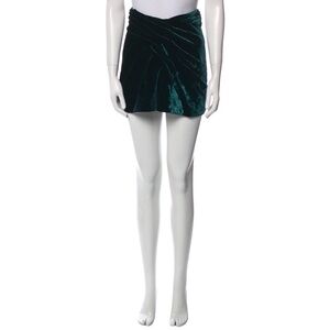 YSL Velvet Mini Skirt in Dark Green